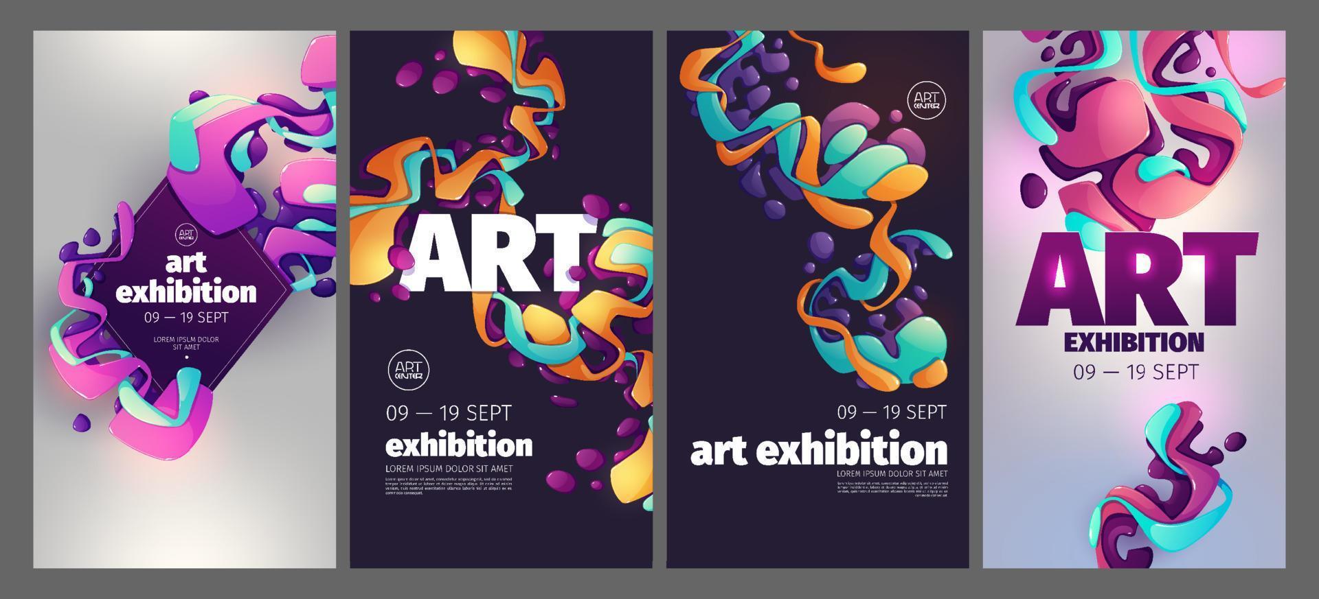 cartazes de exposições de arte, modelo de layout de convite vetor