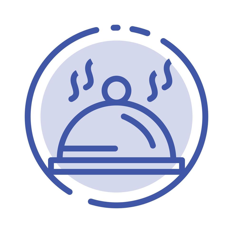 ícone de linha pontilhada azul de serviço de paletes de pratos de hotel vetor