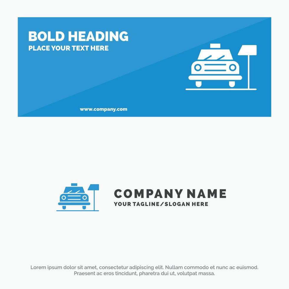 banner de site de ícone sólido de serviço de hotel de estacionamento e modelo de logotipo de negócios vetor