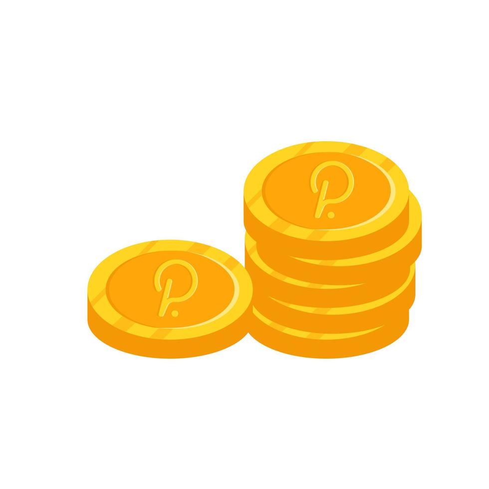 ícone de punhado de moeda isolada polkadot ouro. ilustração vetorial vetor