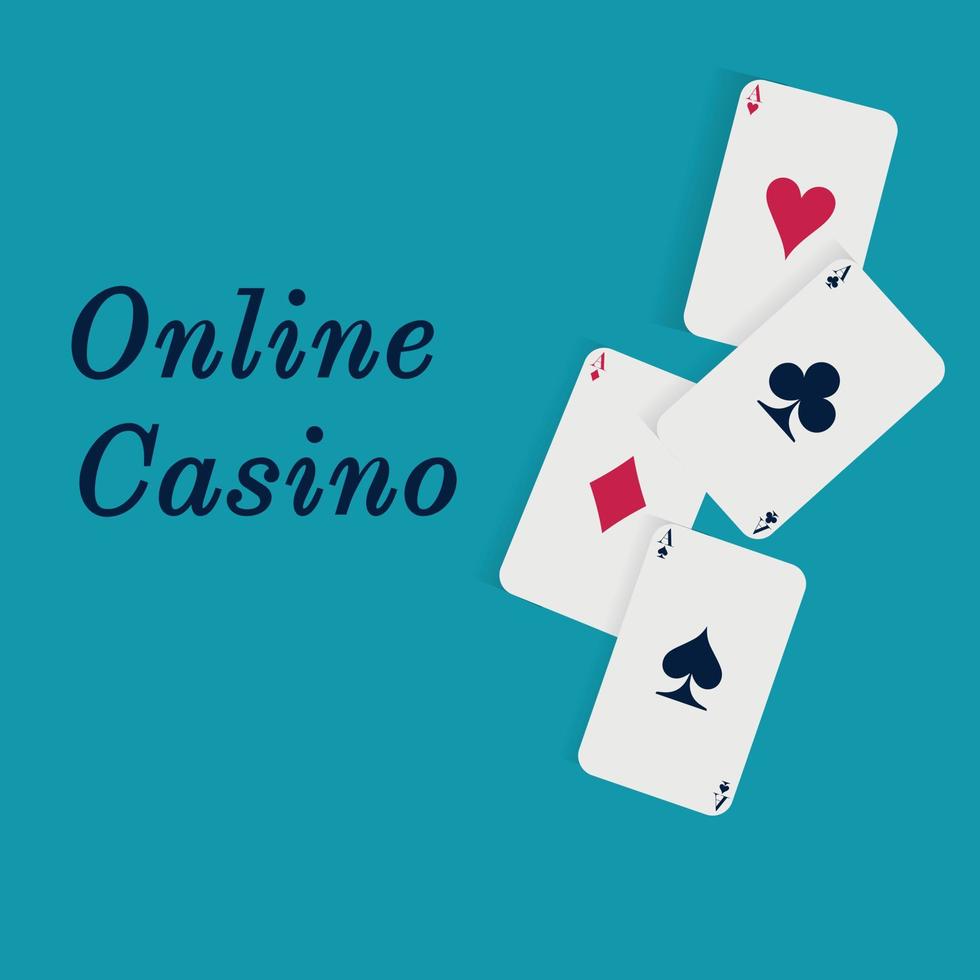 cassino online. cartas ases em um fundo azul. vetor