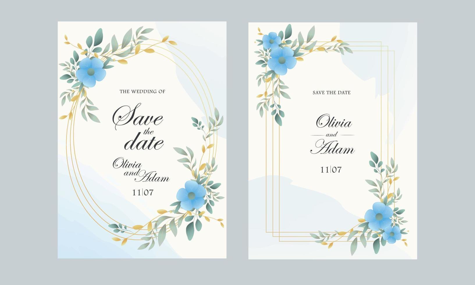 convites de casamento emoldurados com flores vetor