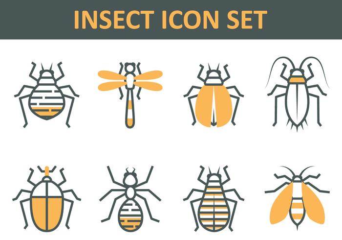 Conjunto de ícones de insetos vetor