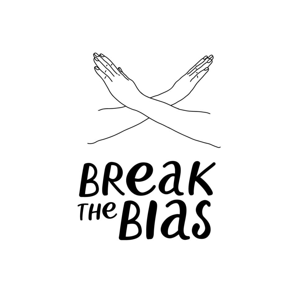 design desenhado à mão para celebrar a campanha internacional do dia da mulher breakthebias. vetor