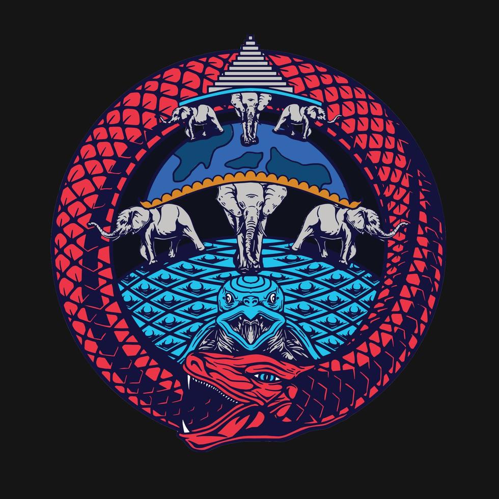 ilustração design de camiseta ouroborous vetor