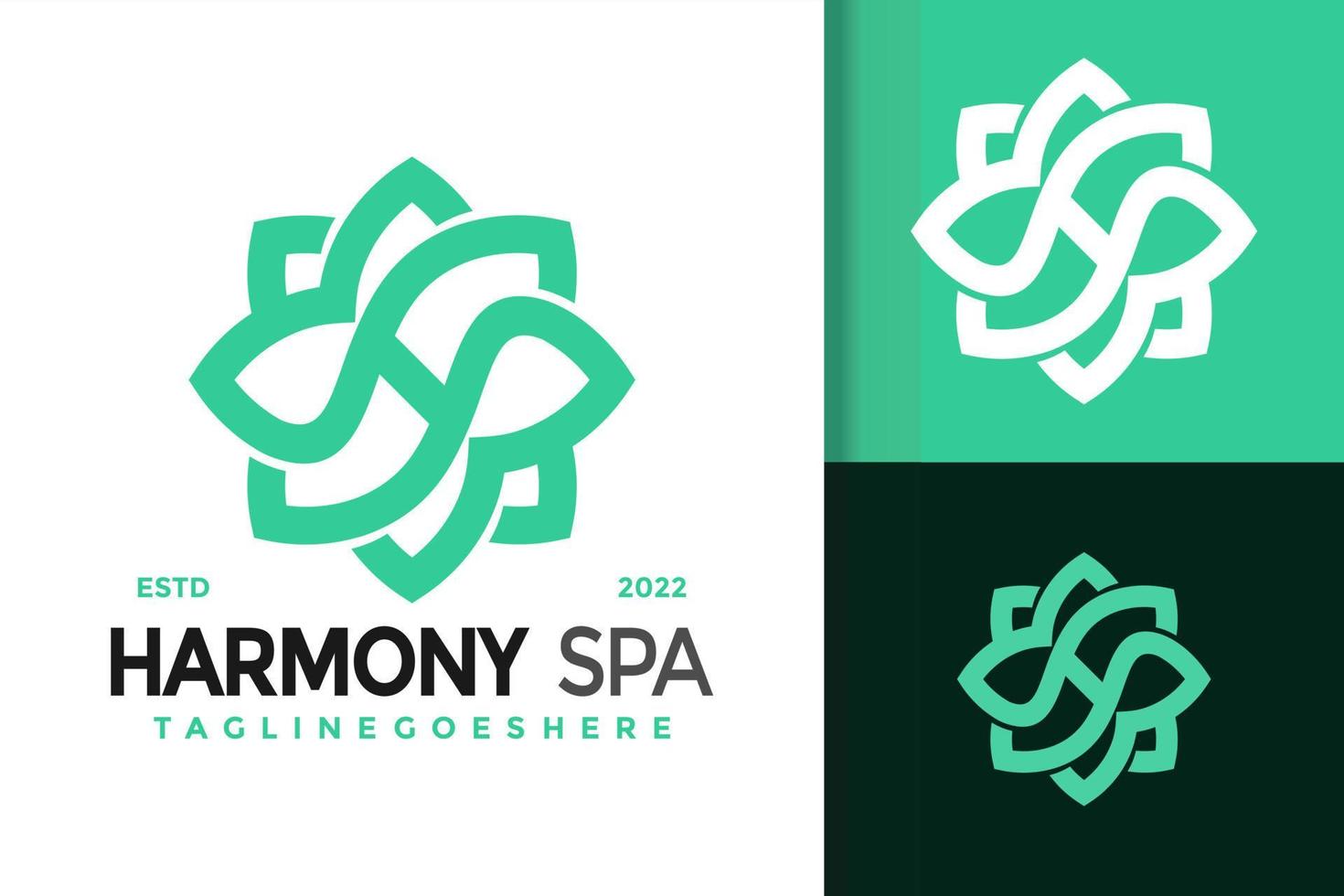 design de logotipo de letra h de spa de flores da natureza, vetor de logotipos de identidade de marca, logotipo moderno, modelo de ilustração vetorial de designs de logotipo