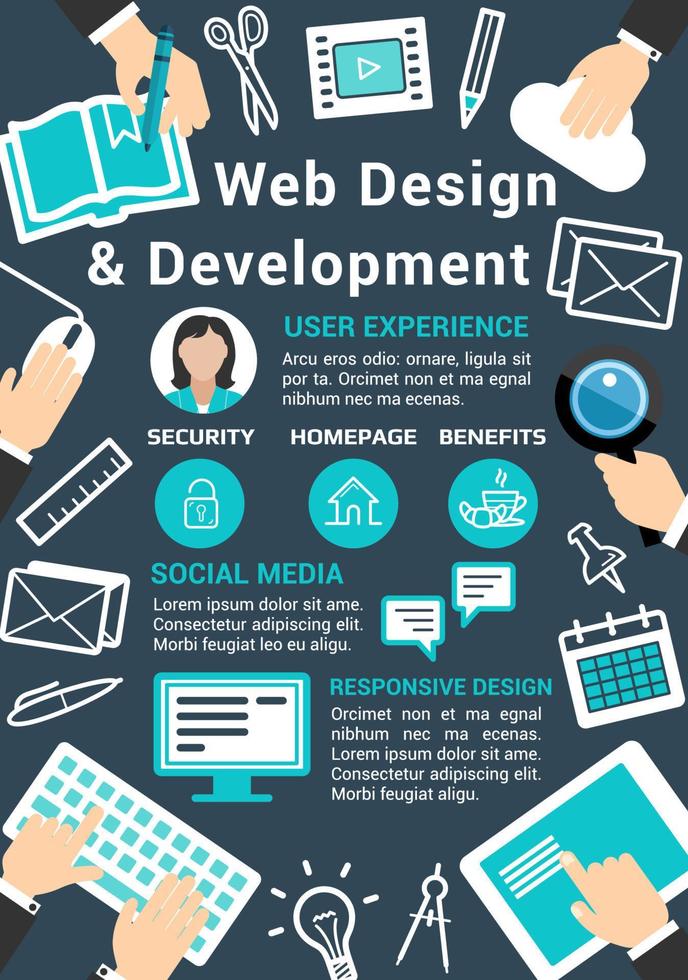 cartaz de tecnologia de web design vetorial vetor