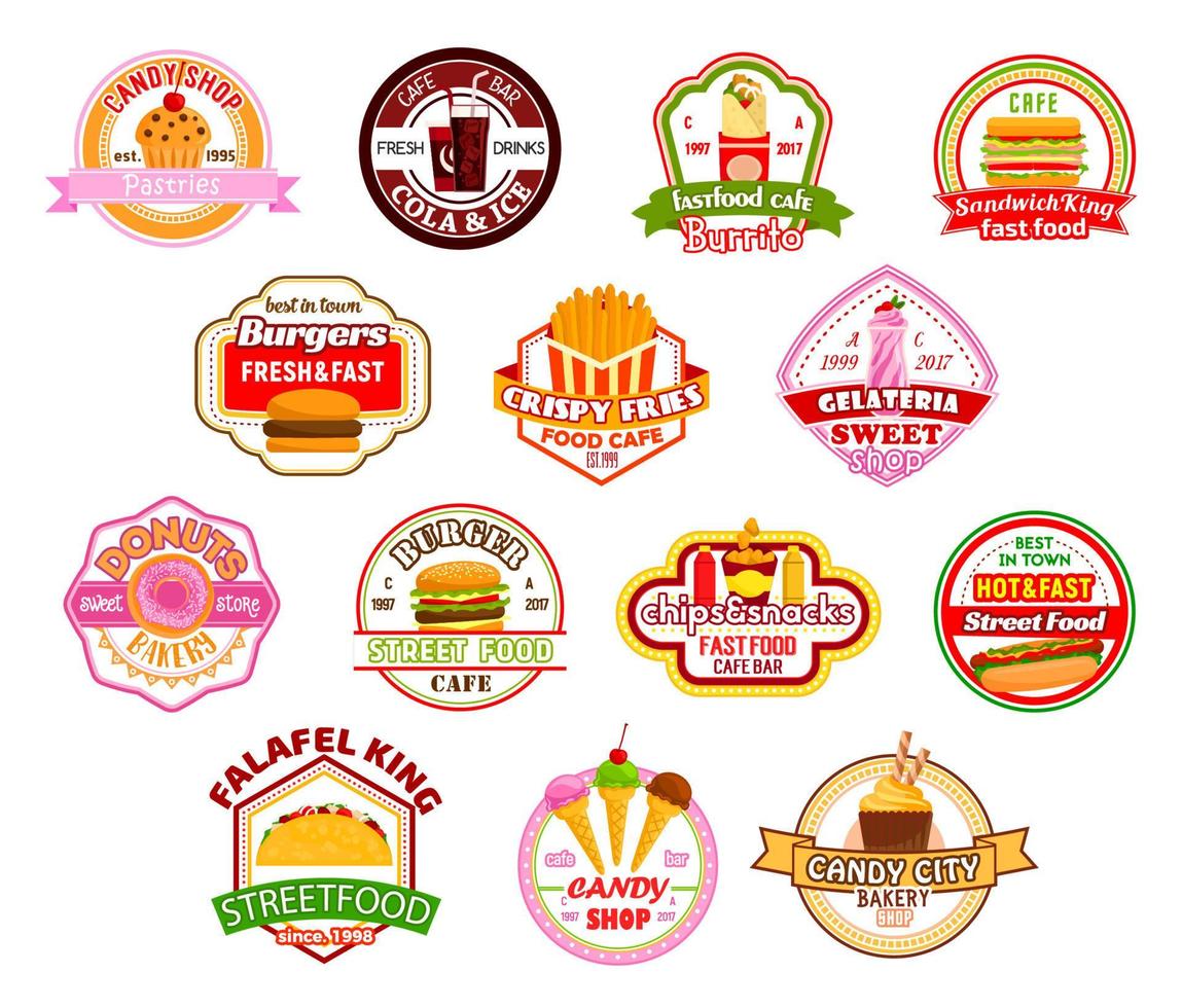 vetor ícones de café de restaurante de fast food