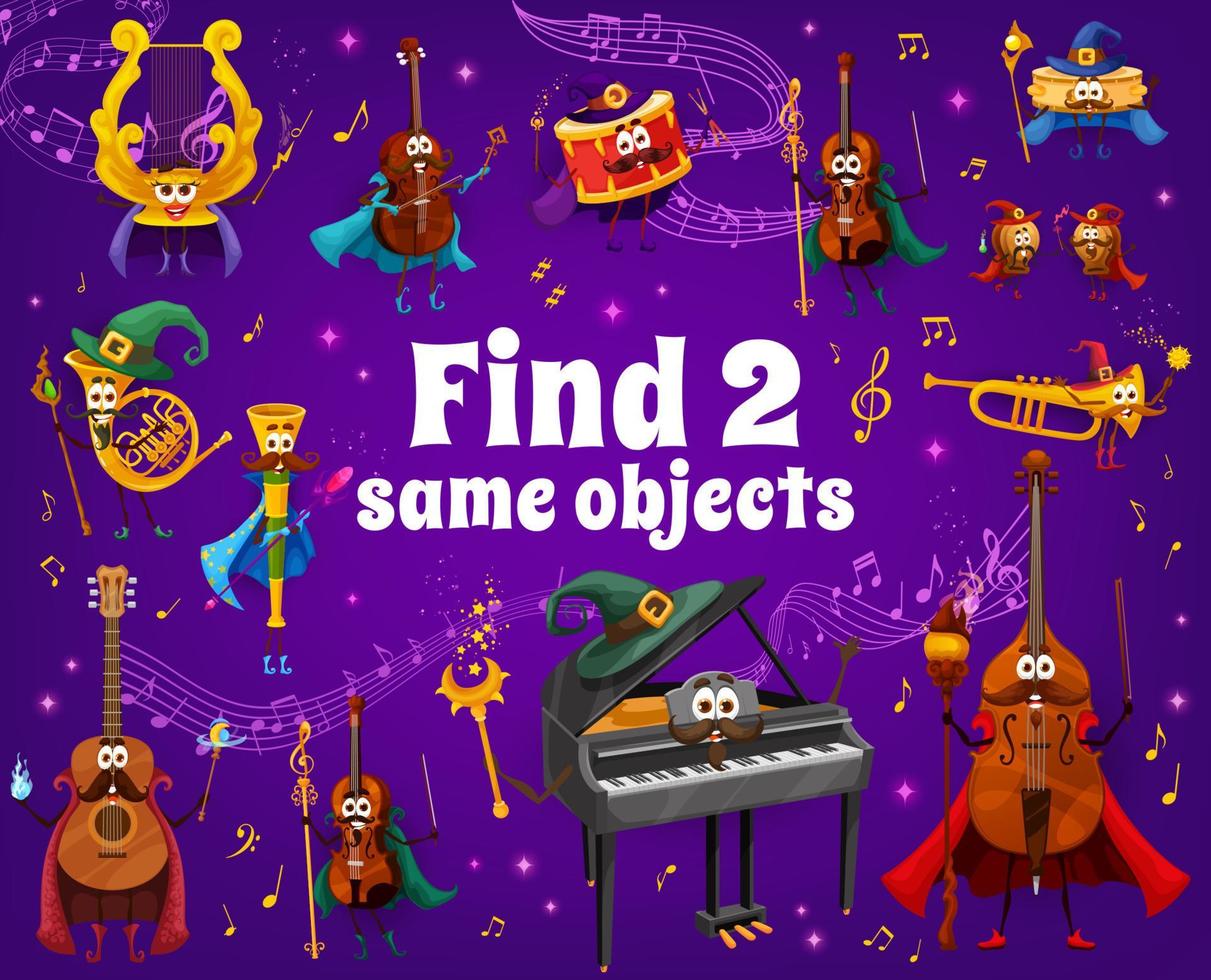 encontrar dois mesmos personagens de instrumentos musicais mágicos vetor