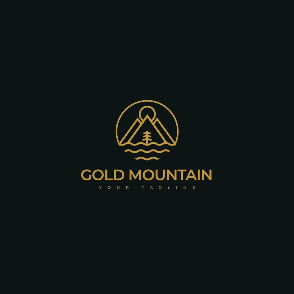 uma ilustração do logotipo da montanha de ouro vetor