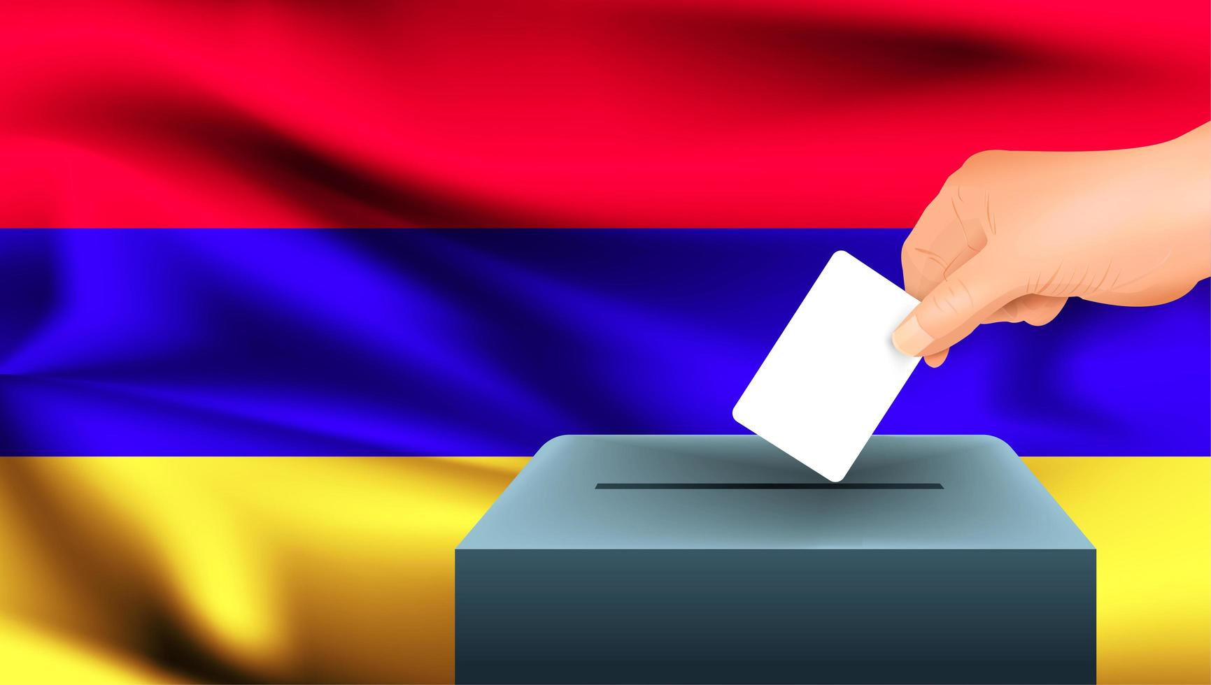 mão colocando cédula na urna com bandeira armênia vetor