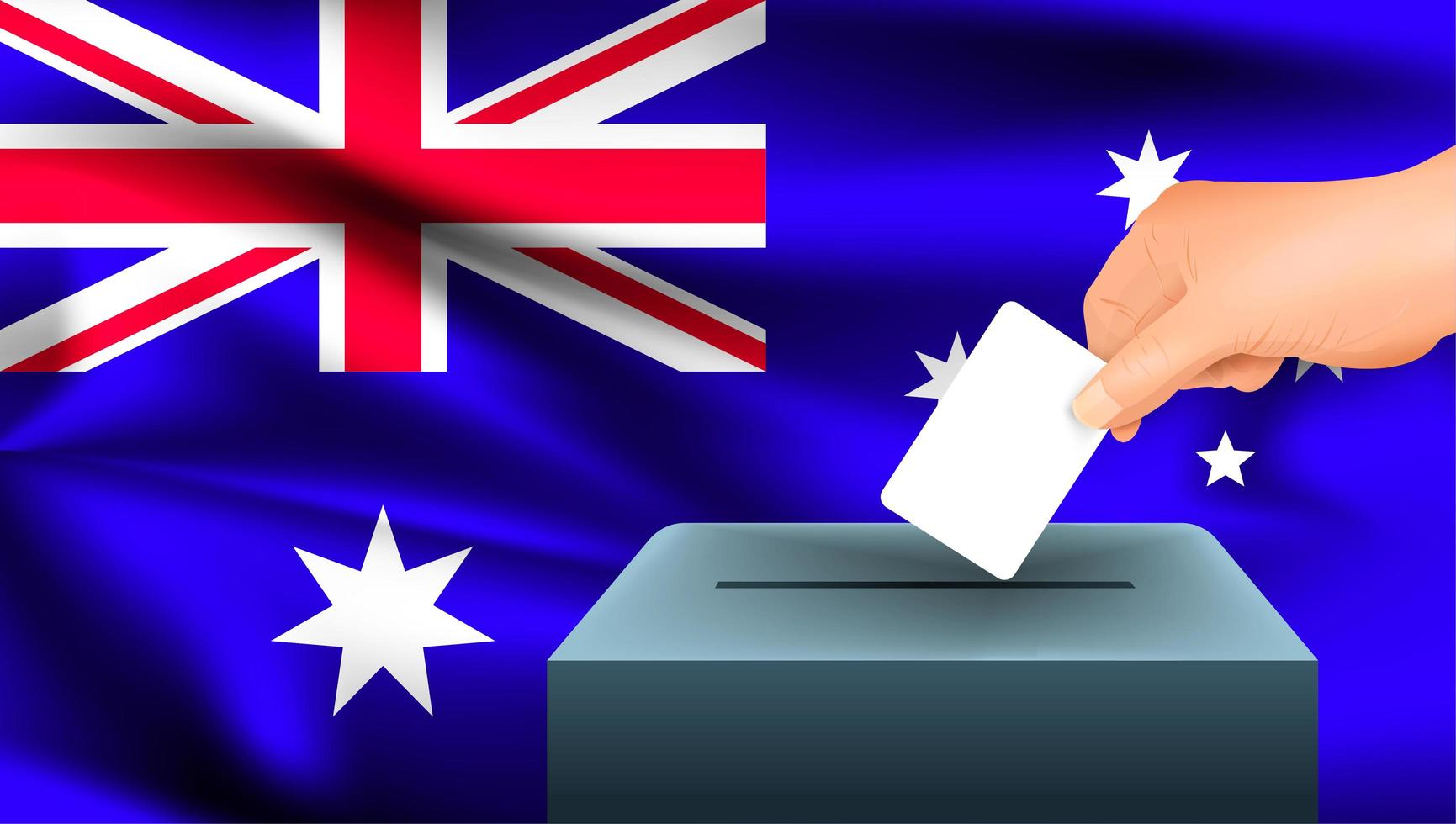 mão colocando a cédula na urna com a bandeira australiana vetor