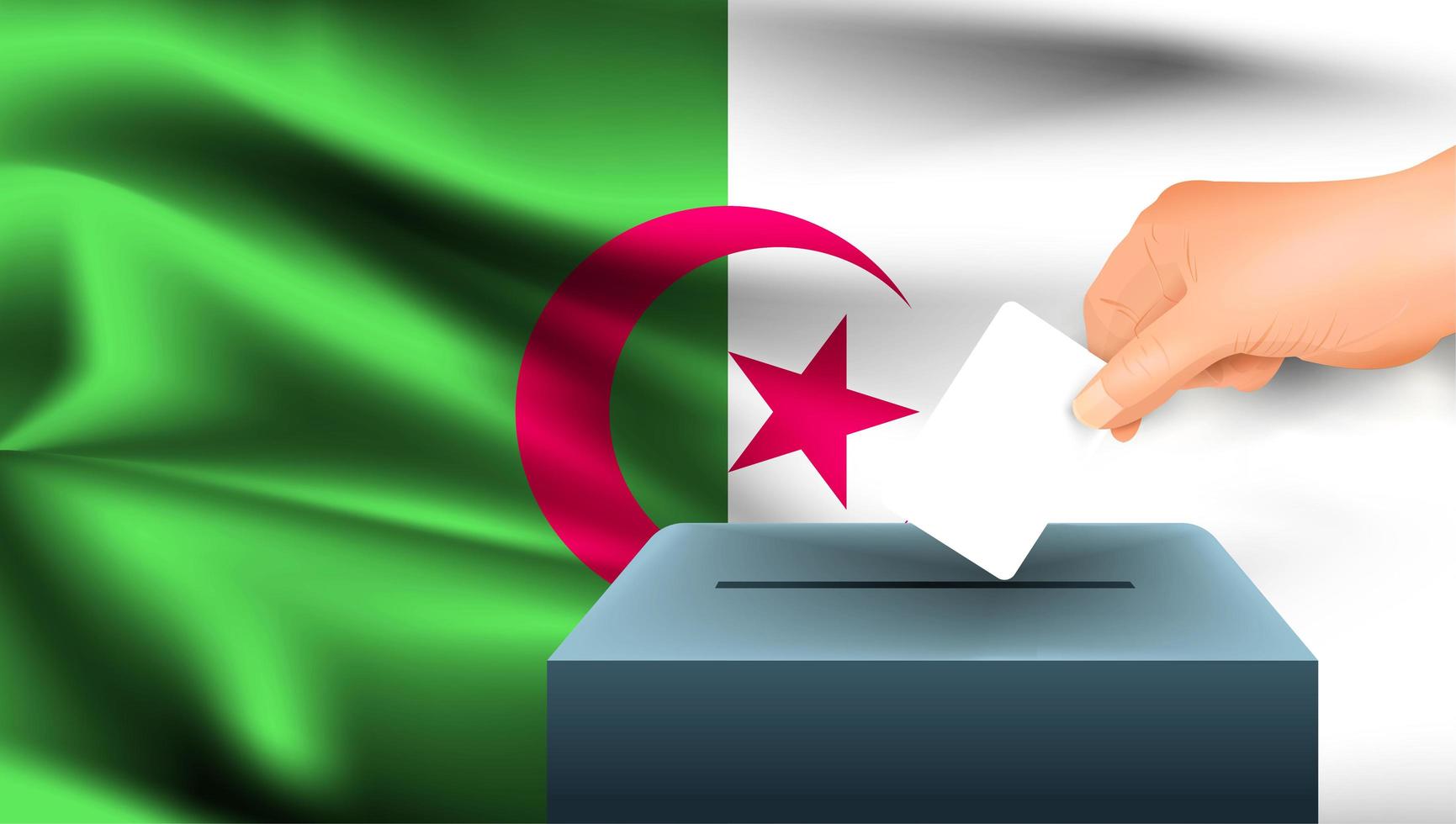 mão colocando cédula na urna com bandeira da Argélia vetor