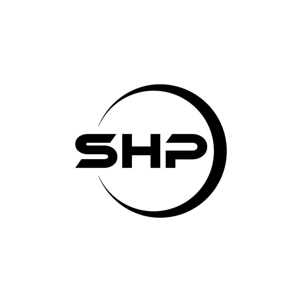 design de logotipo de carta shp na ilustração. logotipo vetorial, desenhos de caligrafia para logotipo, pôster, convite, etc. vetor