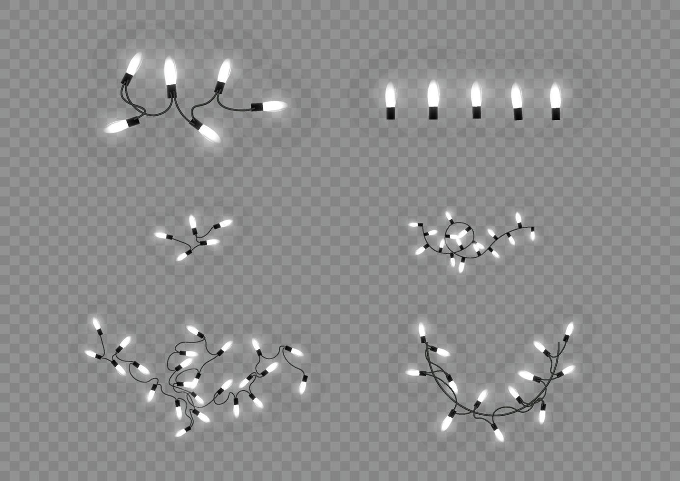 luzes de natal isoladas. guirlanda brilhante de natal. para o ano novo e o natal. efeito de luz. ilustração vetorial. vetor