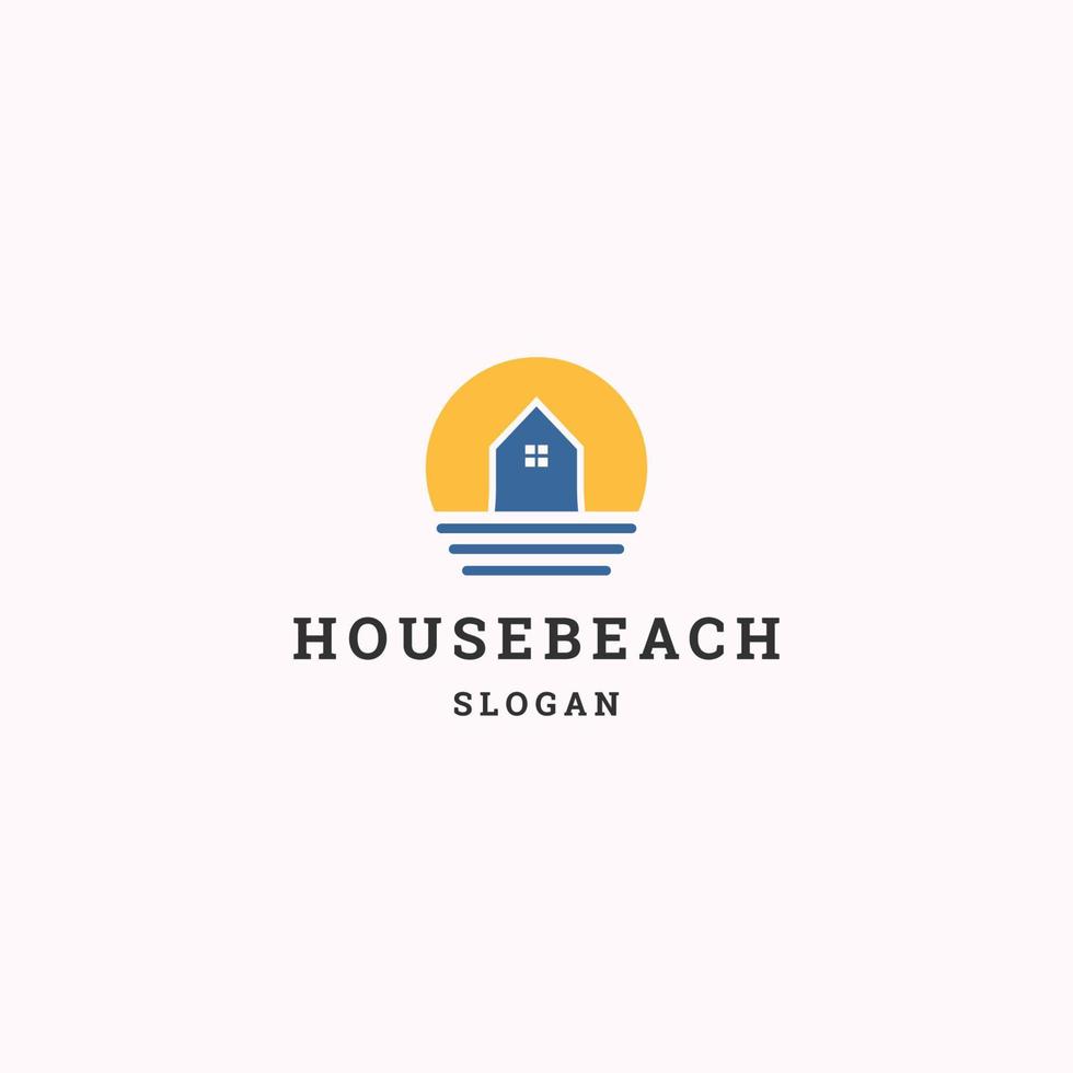 ilustração em vetor modelo de design de ícone de logotipo de praia casa