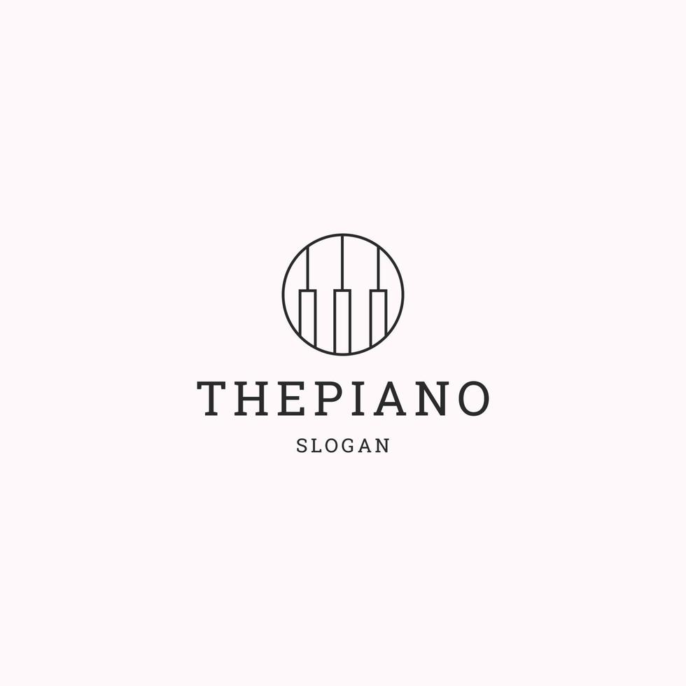 o modelo de design plano de ícone de logotipo de piano vetor