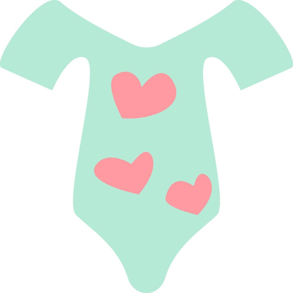 terno de bebê verde claro com corações rosa, ilustração, vetor, sobre um fundo branco. vetor