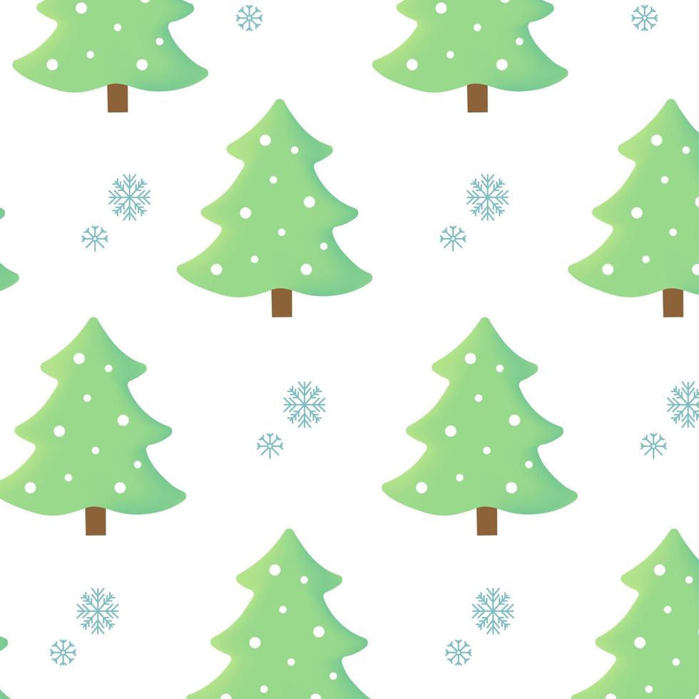 padrão perfeito de natal com árvores de natal e flocos de neve vetor