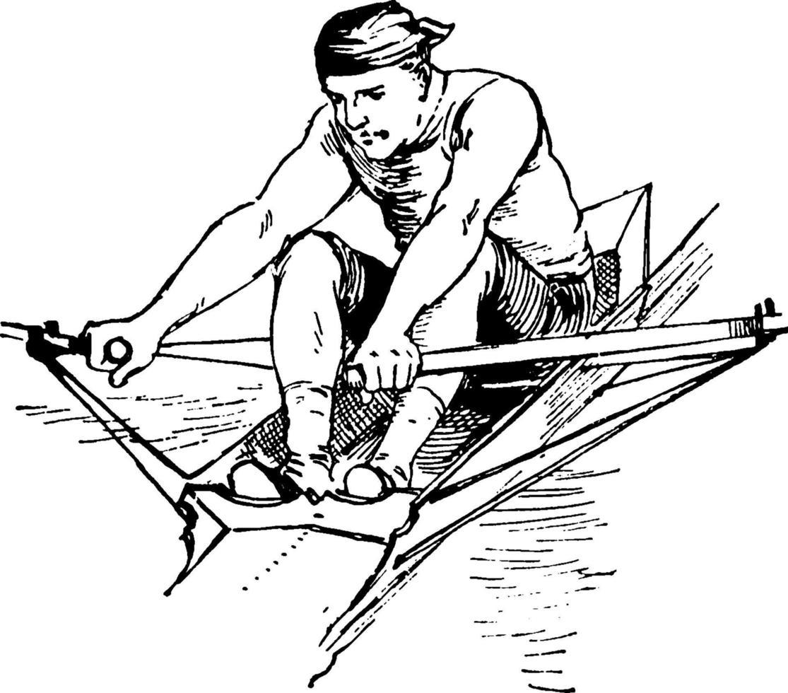 uma ilustração vintage de barco a remo de homem. vetor