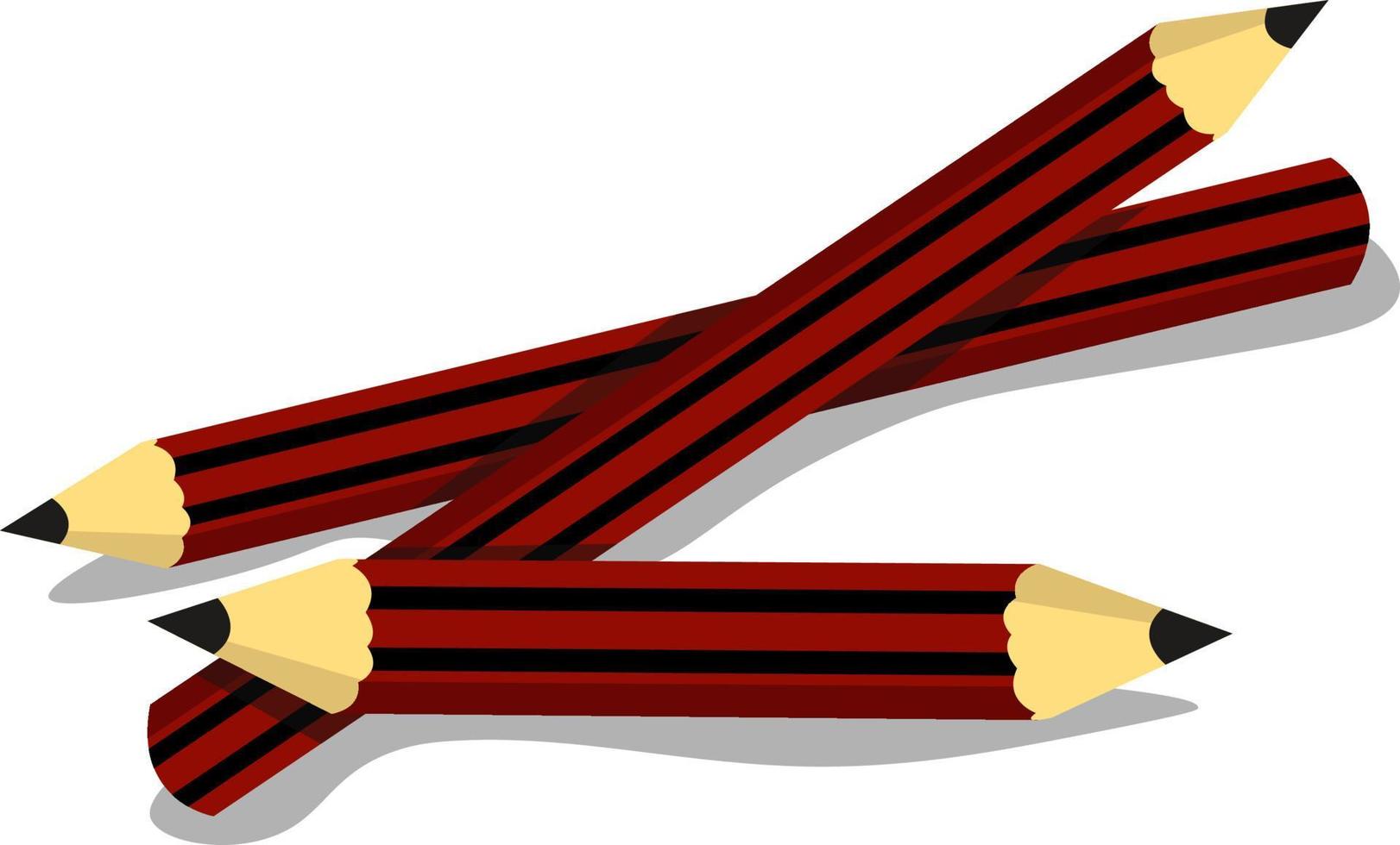 lápis vermelhos, ilustração, vetor em fundo branco
