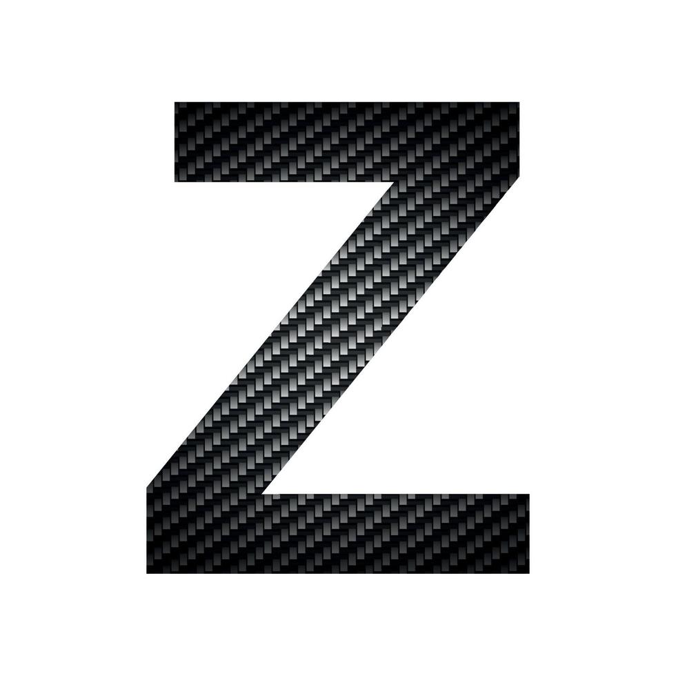 letra z do alfabeto inglês, textura escura de carbono no fundo branco - vetor