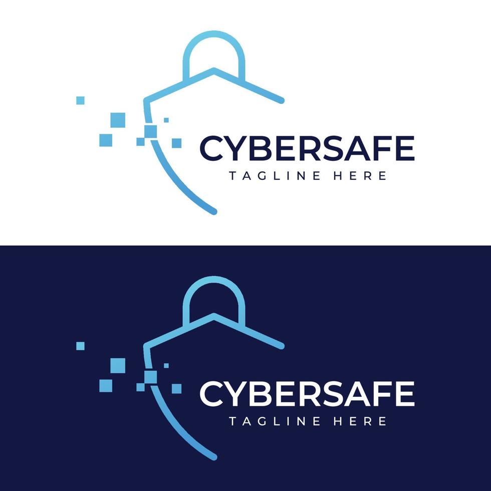 design de modelo de logotipo de segurança cibernética de tecnologia criativa com escudo moderno e conceito de proteção de chave. logotipo para negócios, digital e tecnologia. vetor