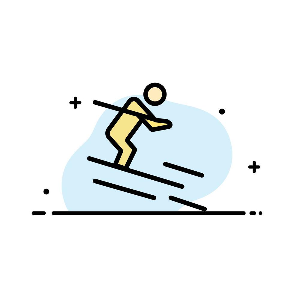 atividade esqui esqui esportista negócios linha plana cheia ícone vetor banner modelo