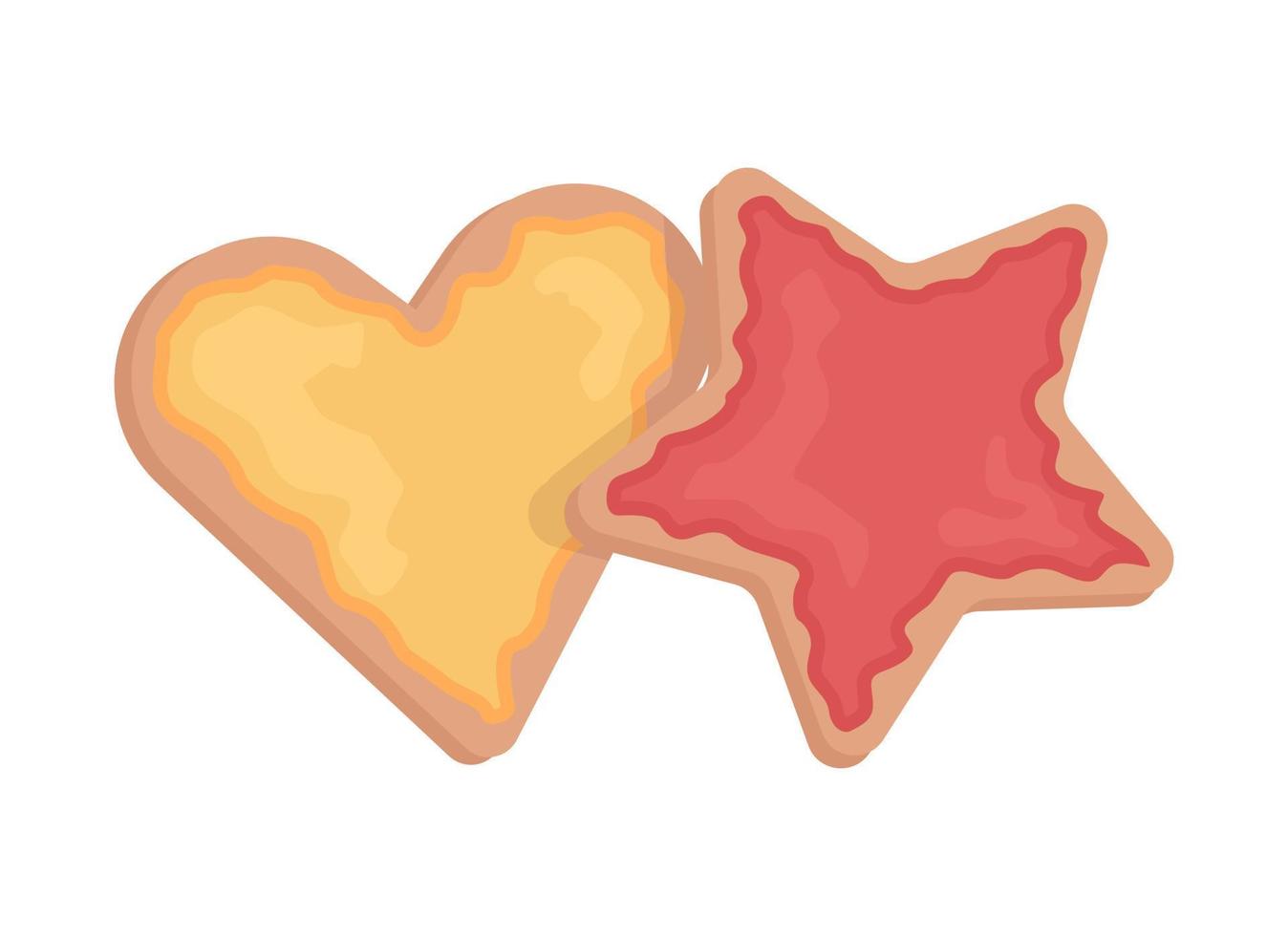 objeto de vetor de cor semi plana de cookies. biscoitos caseiros saudáveis. elemento editável. item de tamanho completo em branco. ilustração de estilo de desenho animado simples de padaria para web design gráfico e animação