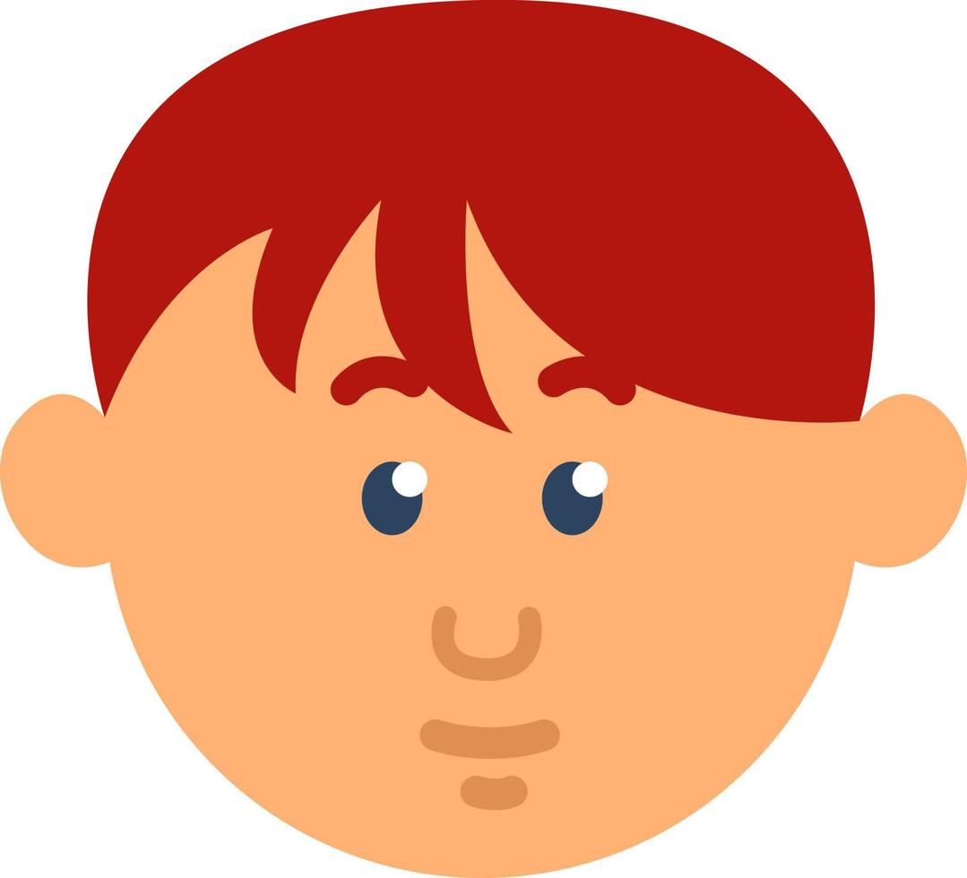 menino com cabelo vermelho escuro, ilustração, vetor em um fundo branco.
