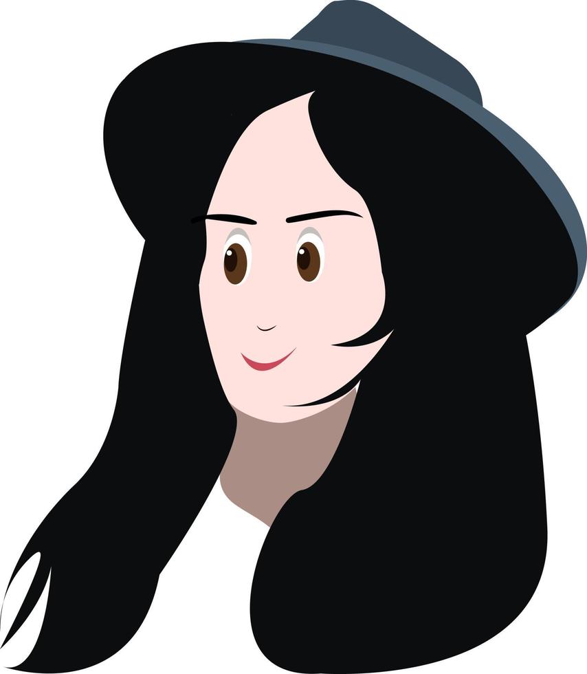 menina com chapéu, ilustração, vetor em fundo branco.