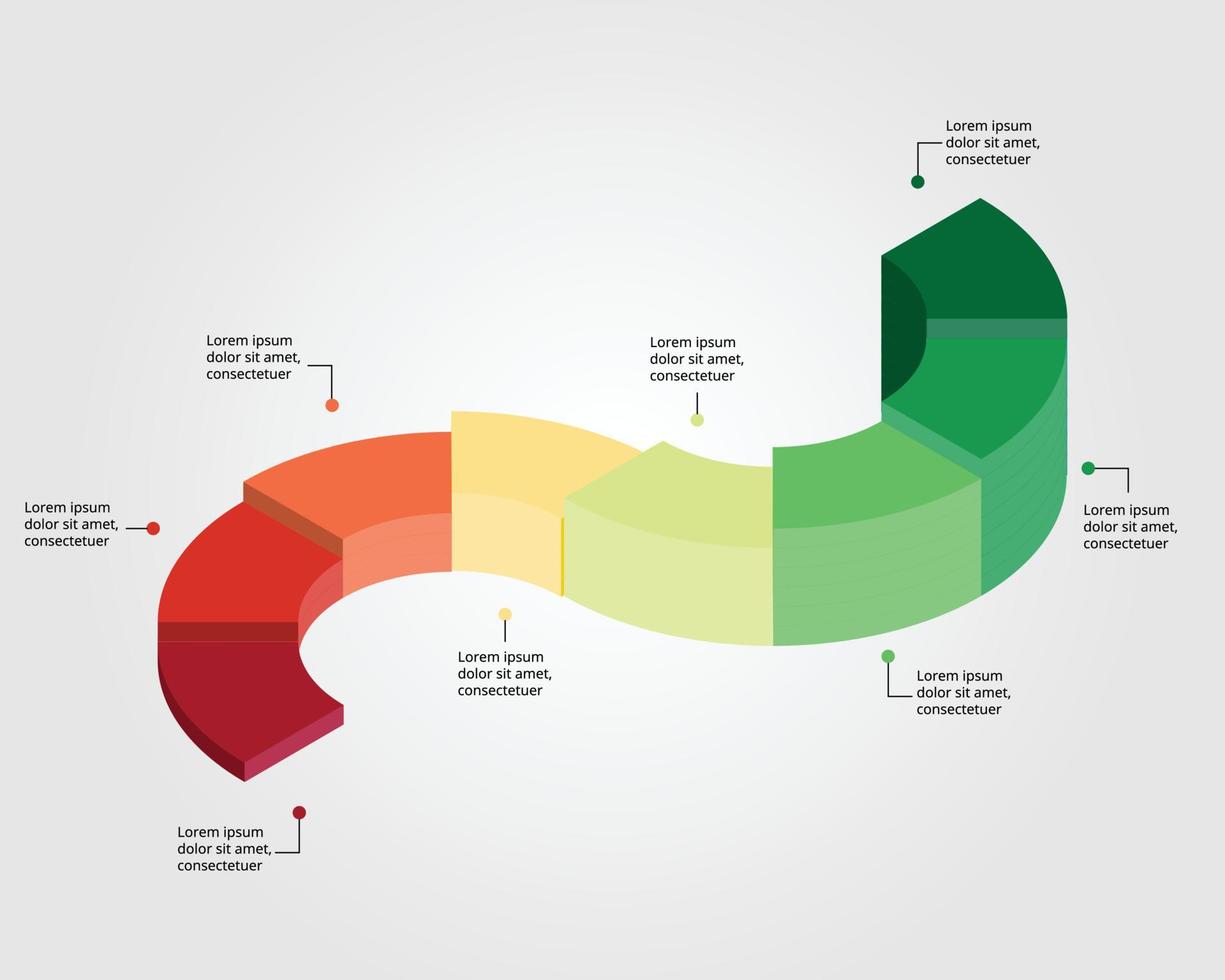 modelo de gráfico de linha do tempo para infográfico para apresentação de 8 elementos vetor