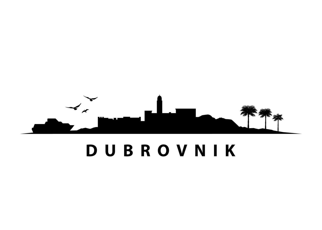 dubrovnik croácia cidade horizonte paisagem preto vector forma silhueta gráfico