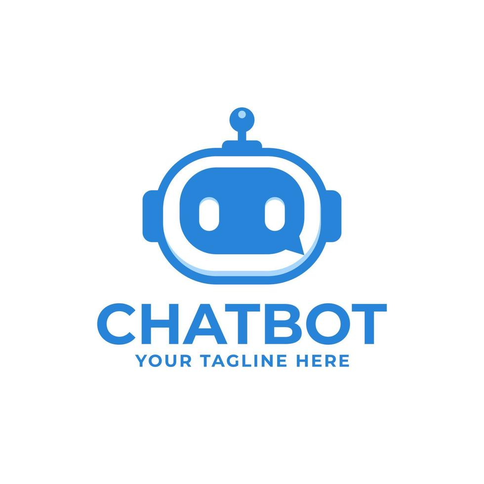 bate-papo bot logotipo bolha conversa messenger ai robô mascote vetor
