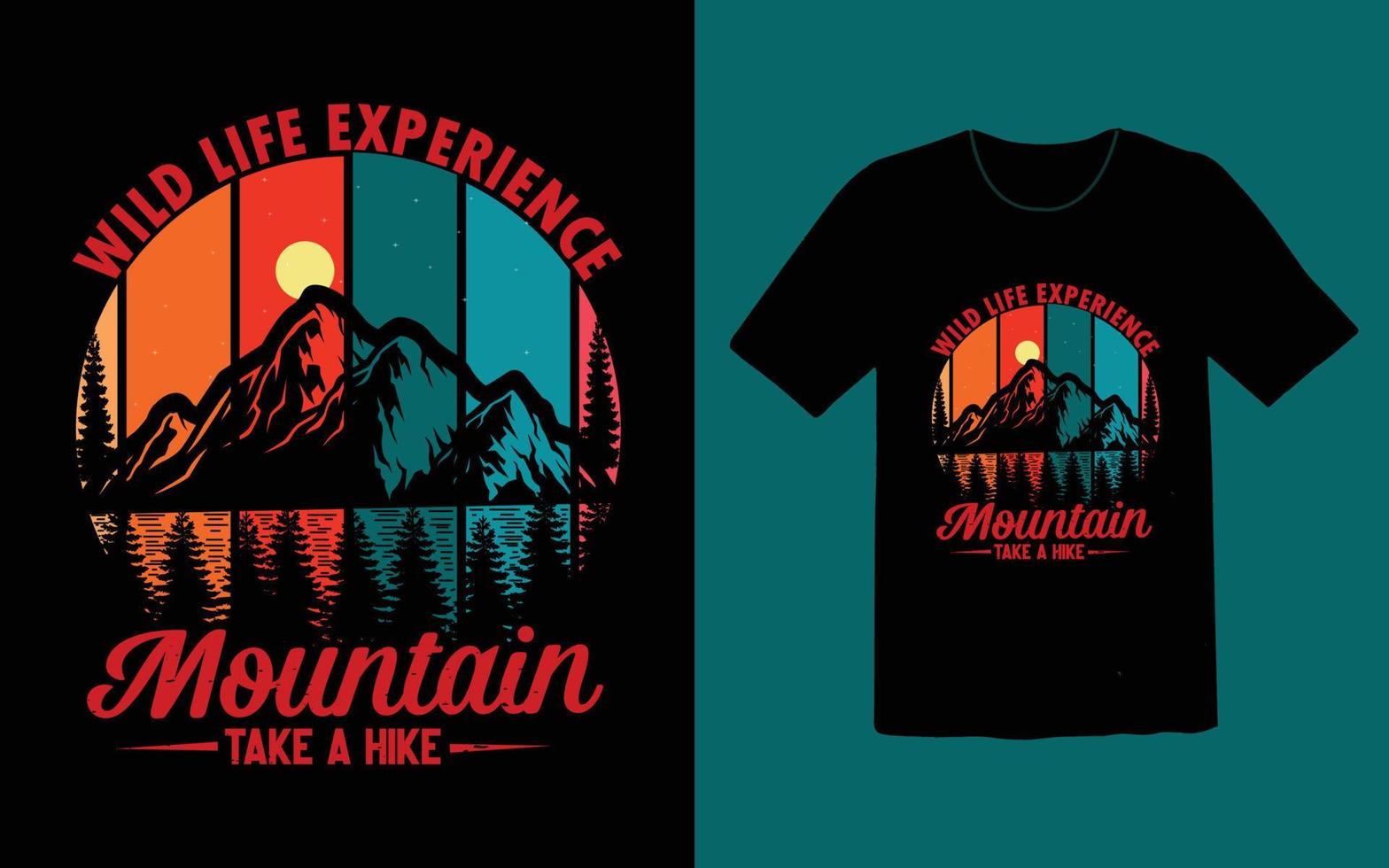design de camiseta de montanha de experiência de vida selvagem vetor