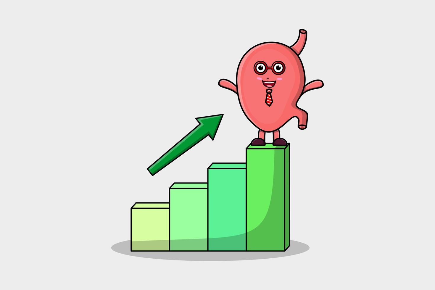 empresário bonitinho de estômago com um gráfico de deflação vetor