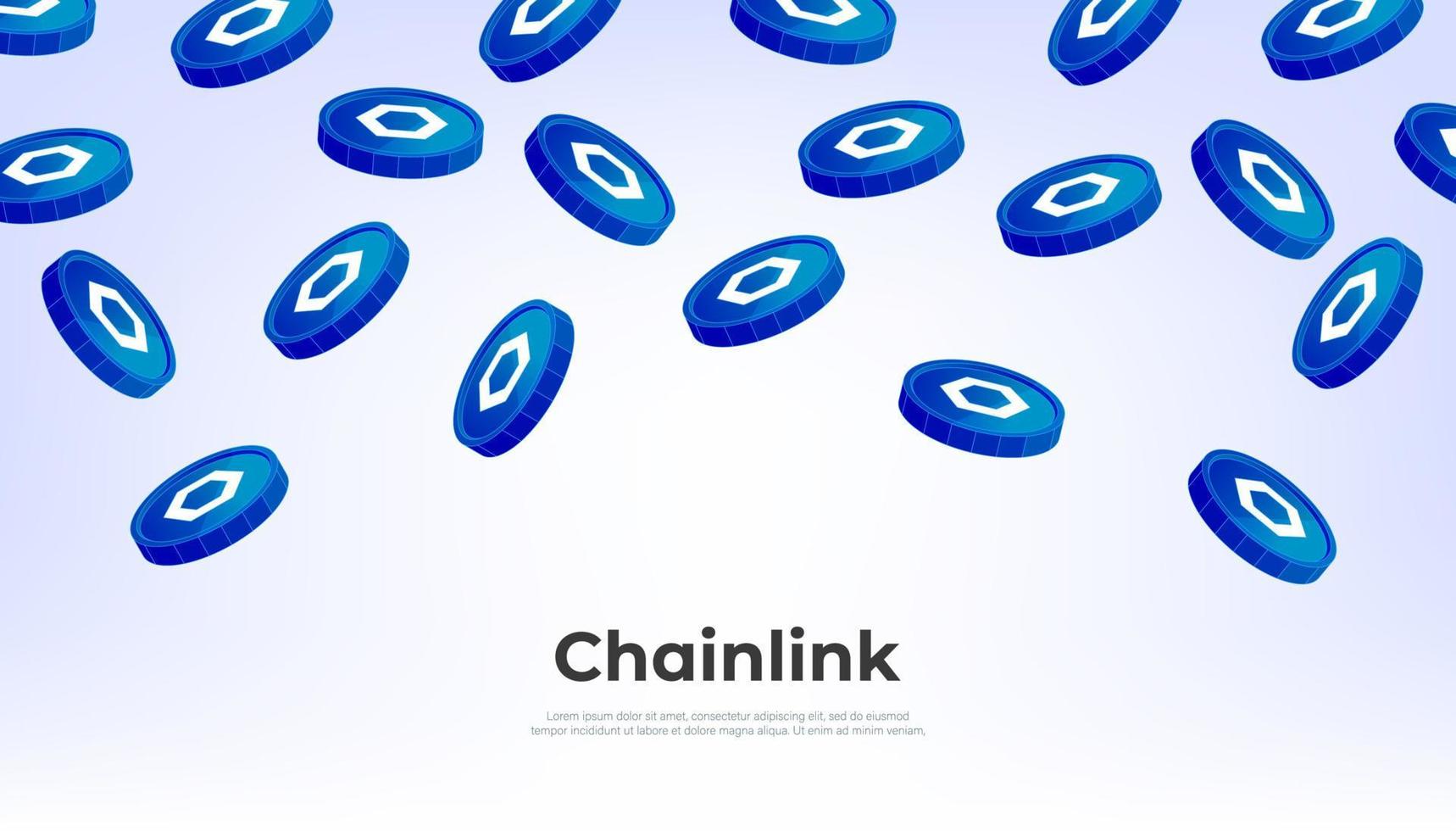 moeda chainlink caindo do céu. link fundo de banner de conceito de criptomoeda. vetor