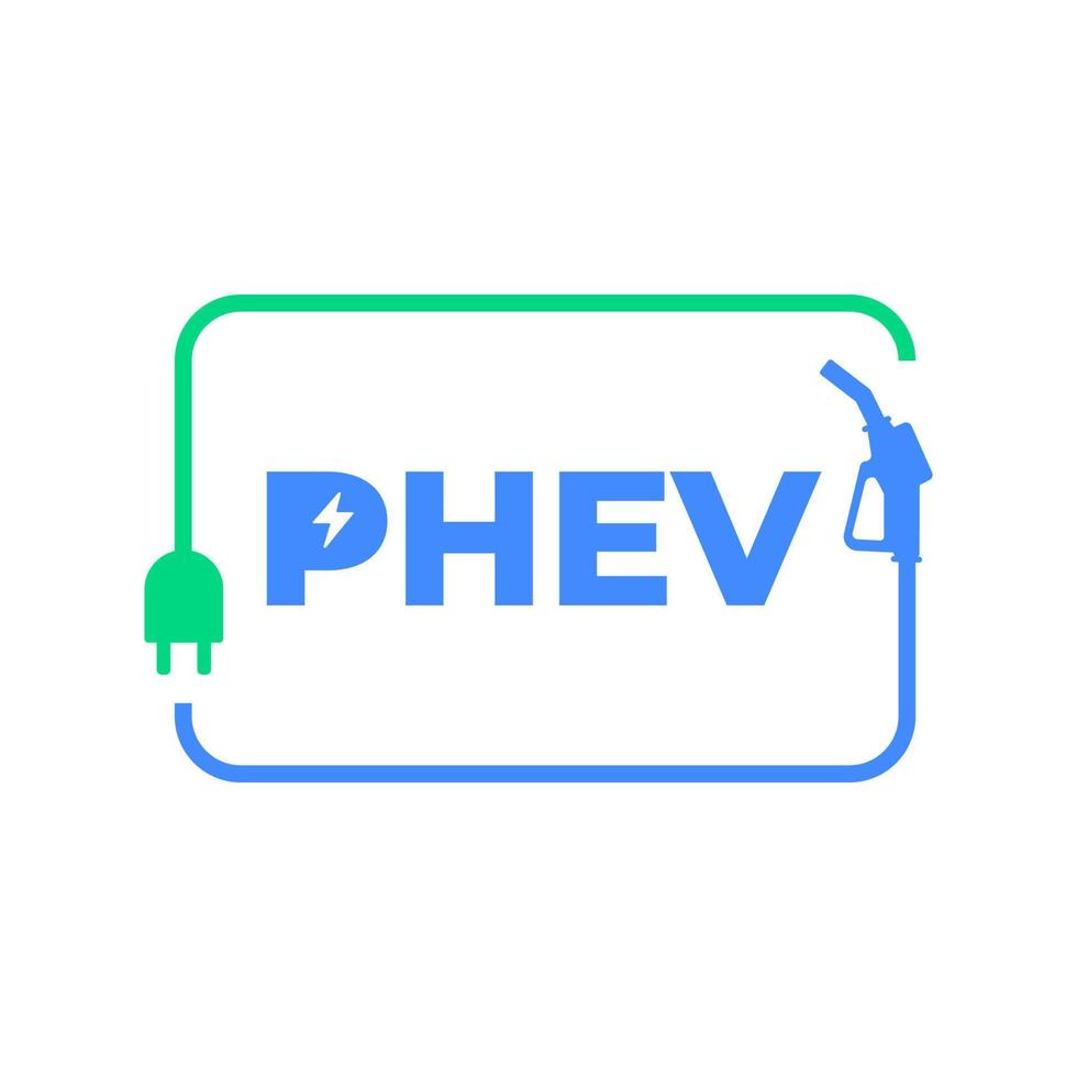 logotipo phev de veículos elétricos híbridos plug-in. vetor