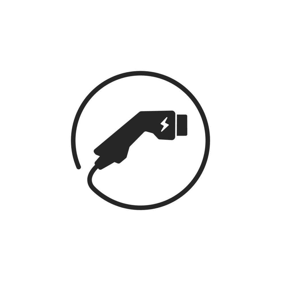 ícone do conector do carregador ev, símbolo do plugue de carregamento do carro elétrico. vetor