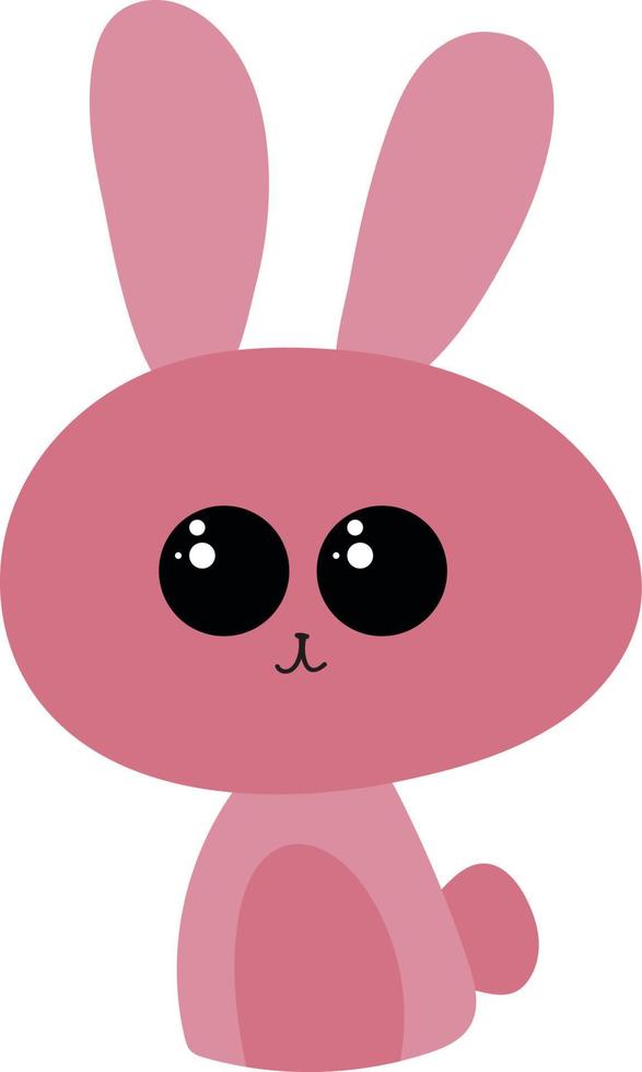 coelho rosa com olhos bonitos, ilustração, vetor em fundo branco.