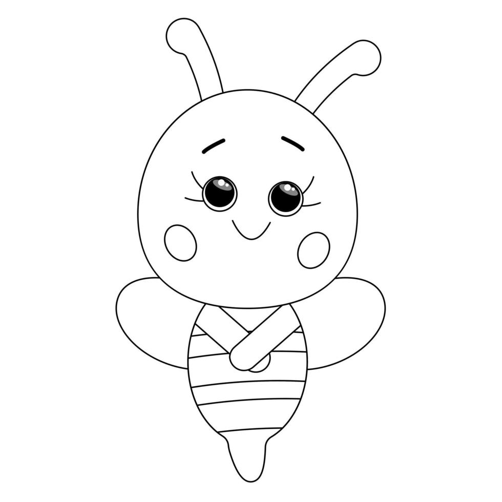 contorno para colorir abelha de desenho animado bonito vetor