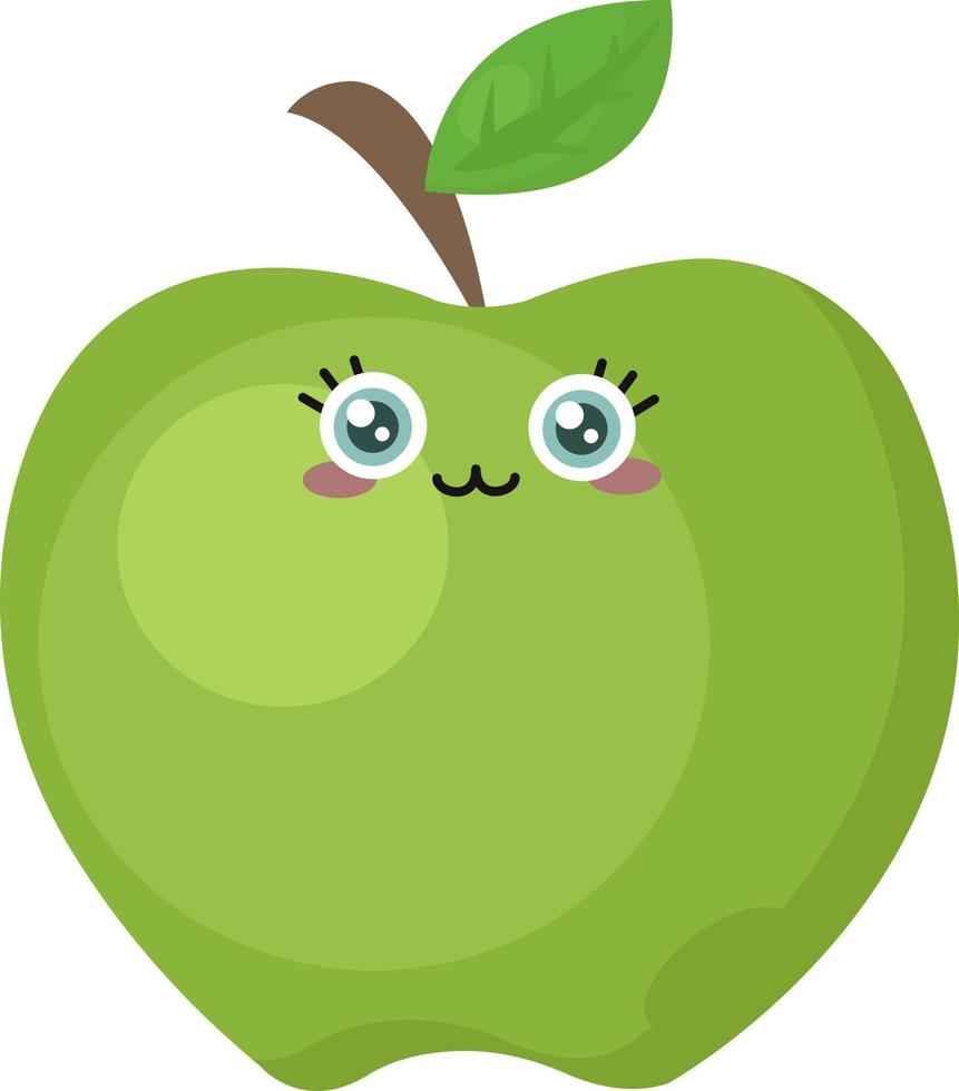maçã verde fofa, ilustração, vetor em fundo branco