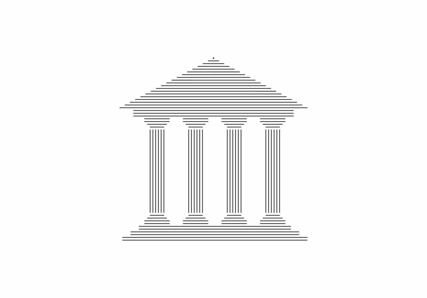ícone de banco ou universidade. edifício histórico com colunas. vetor isolado em branco