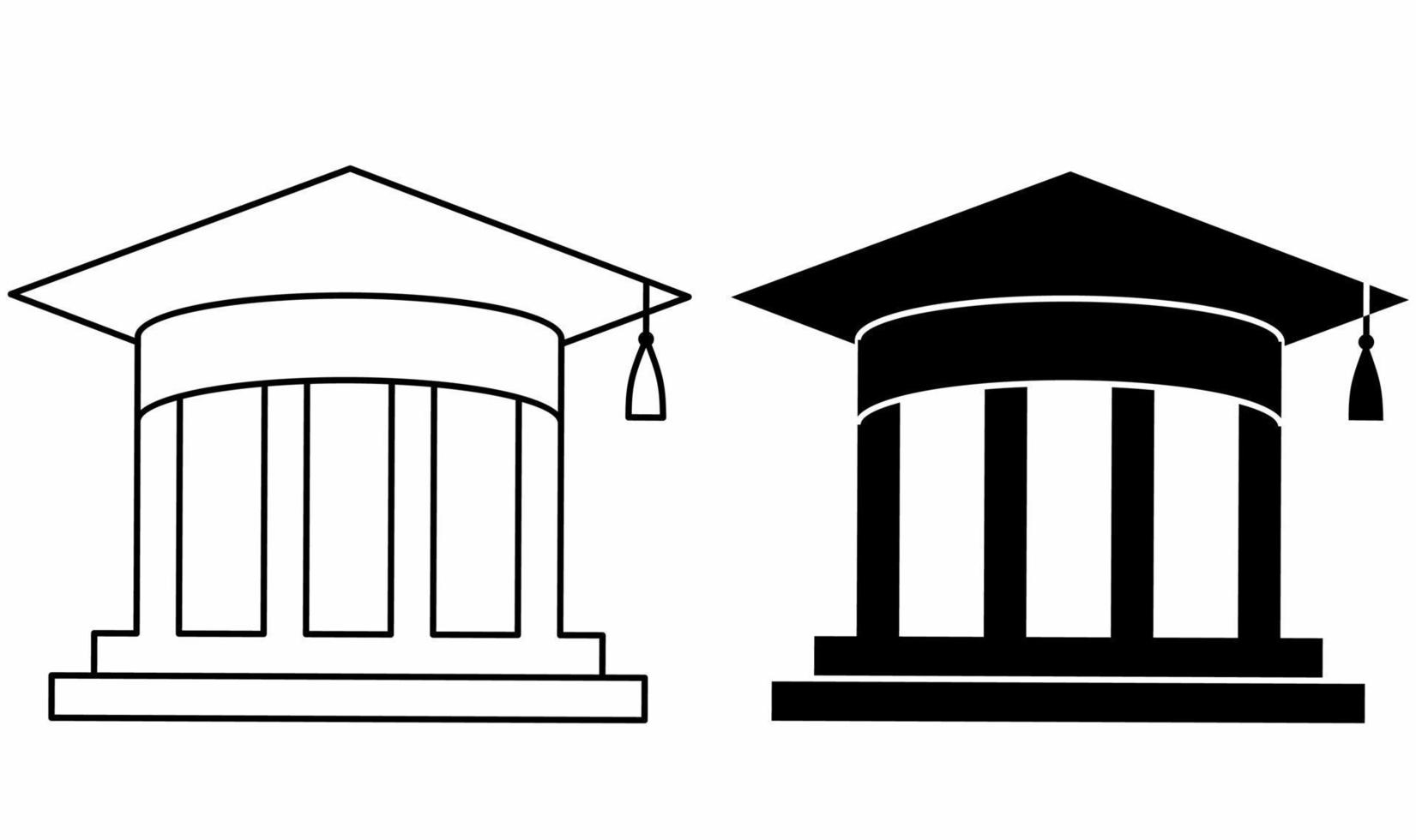 conjunto de ícones do logotipo da universidade silhueta contorno isolado no fundo branco vetor