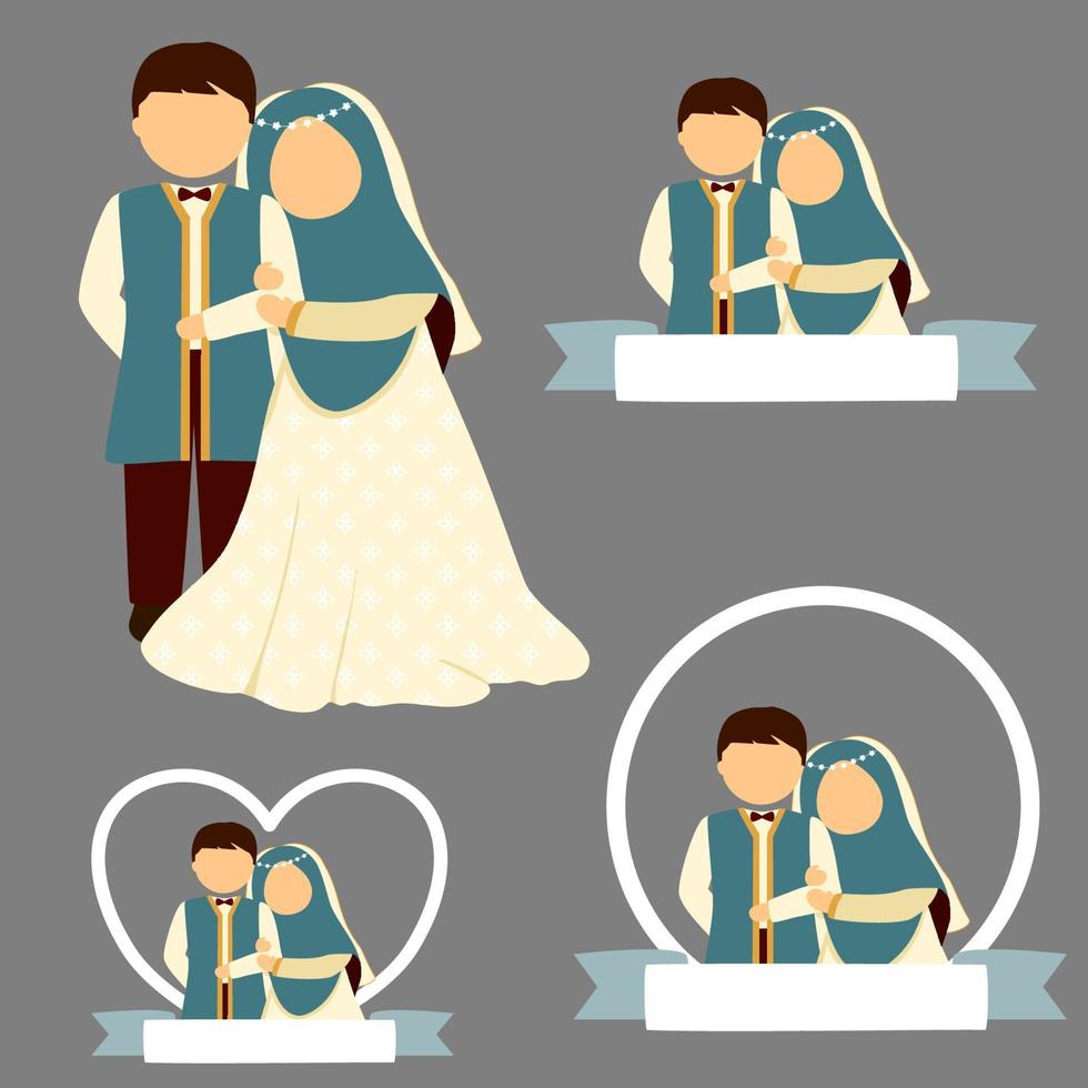 coleção de casal de noivos muçulmanos vetor