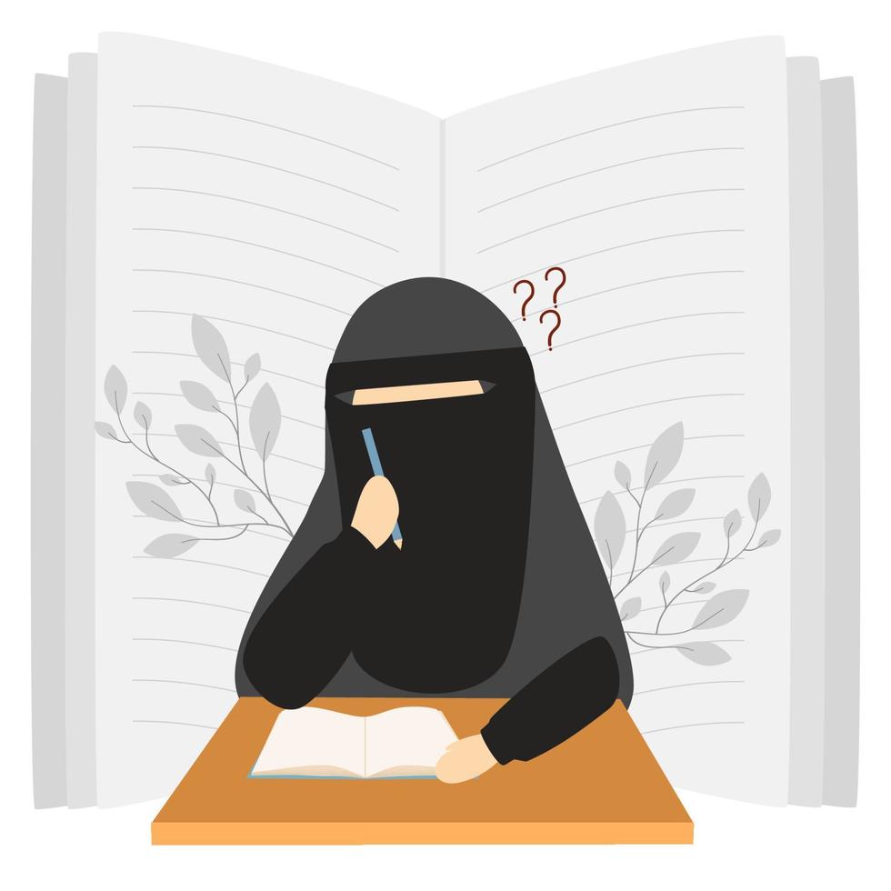 ilustração de uma escritora muçulmana vetor