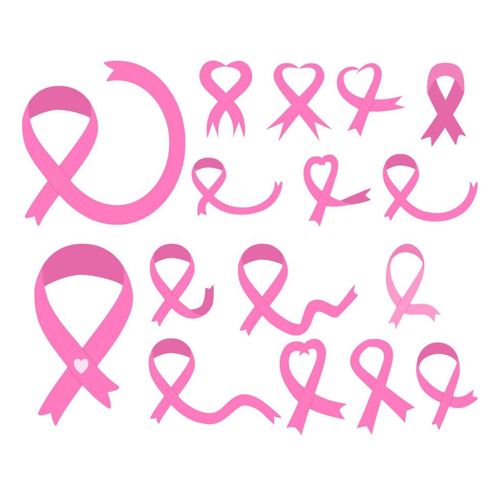 coleção de fita rosa, fita de conscientização do câncer vetor
