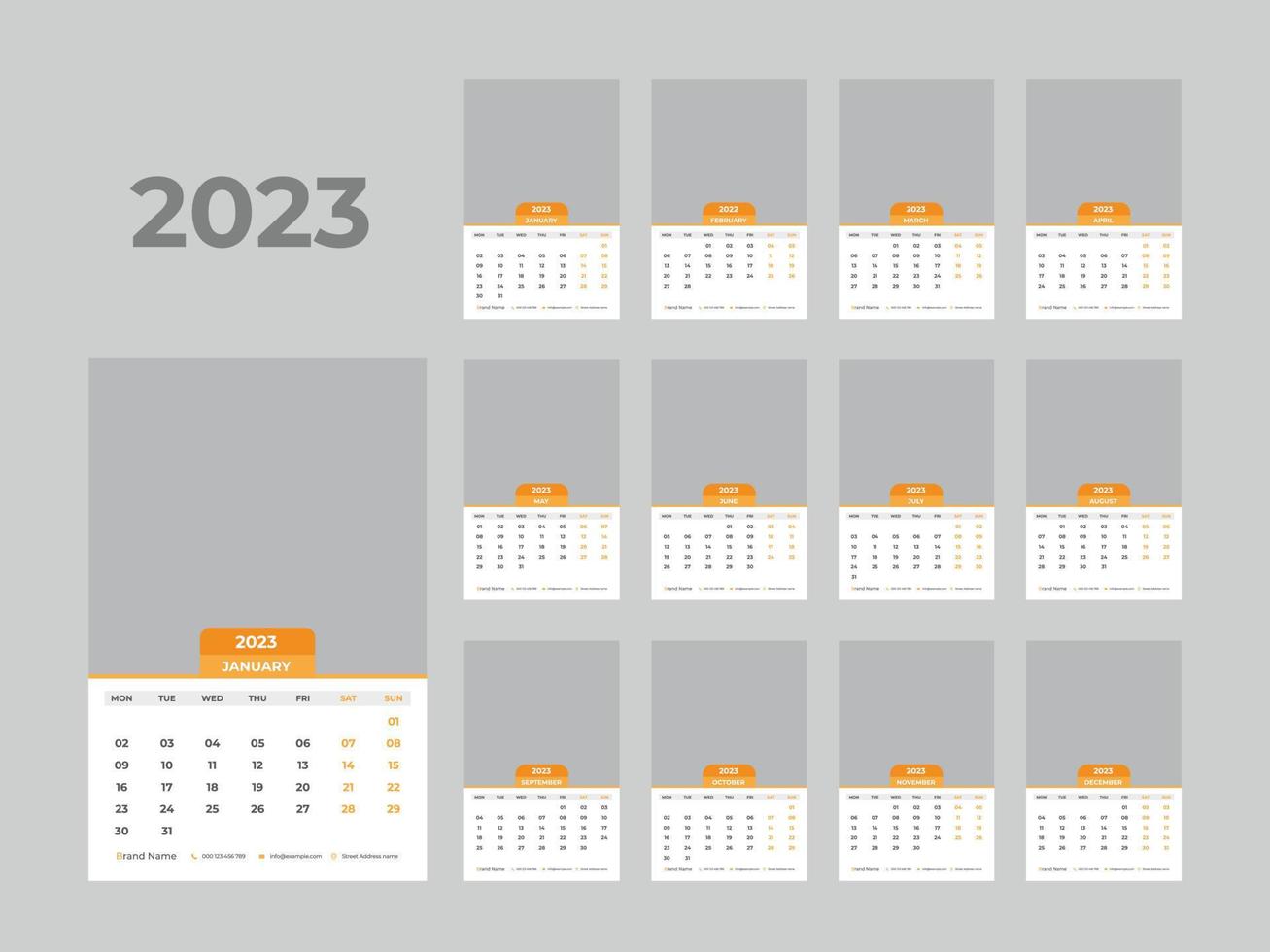 calendário de parede 2023 vetor