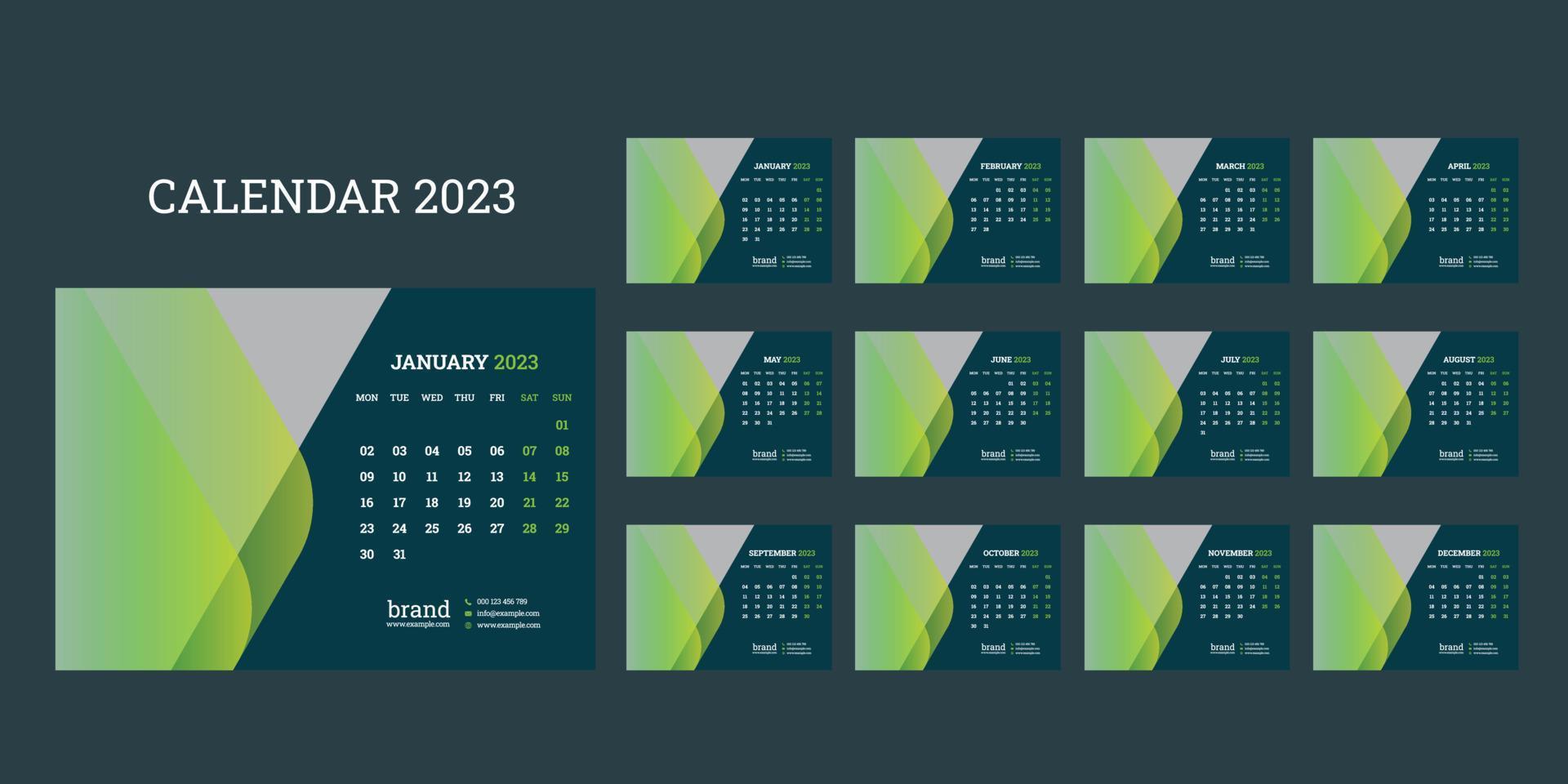 calendário de mesa 2023 vetor