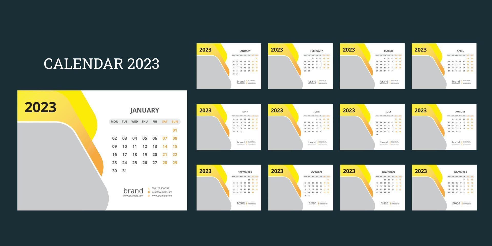 calendário de mesa 2023 vetor